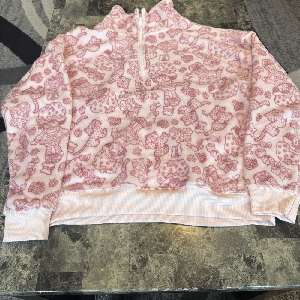 Cozy Pink Strawberry Shortcake Half-Zip Women's Pullover size M